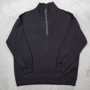 Three Dots Womens Half Zip Black Sweater